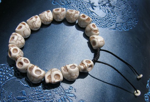 Calavera blanca HandMALA Mala cadena de oración hueso de yak NEPAL ¡gran acabado! - Imagen 2 de 2