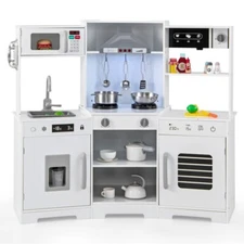 Kids Cooking Pretend Play Kitchen Set Wooden Playset Toddler Toys Gifts Playing