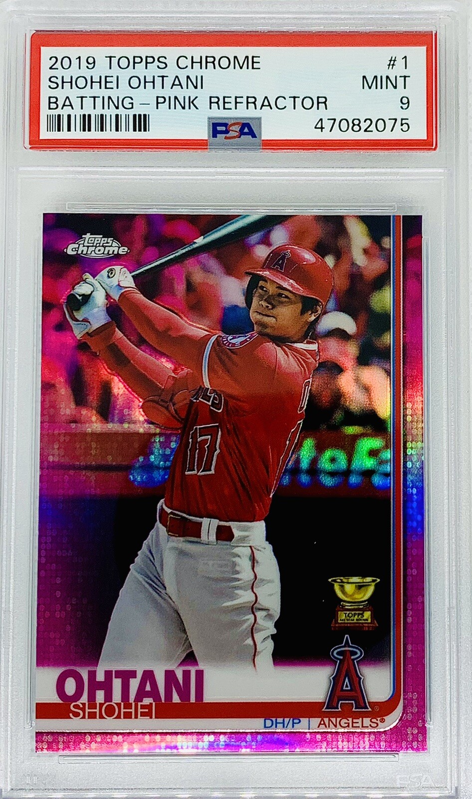 2019 Topps Chrome Shohei Ohtani Pink Refractor “Batting All Star Rookie” PSA 9