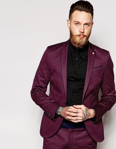 Suit Jacket Custom Made Groomsman Suit Wedding Suit Dark Red Groom Tuxedos - 第 1/12 張圖片