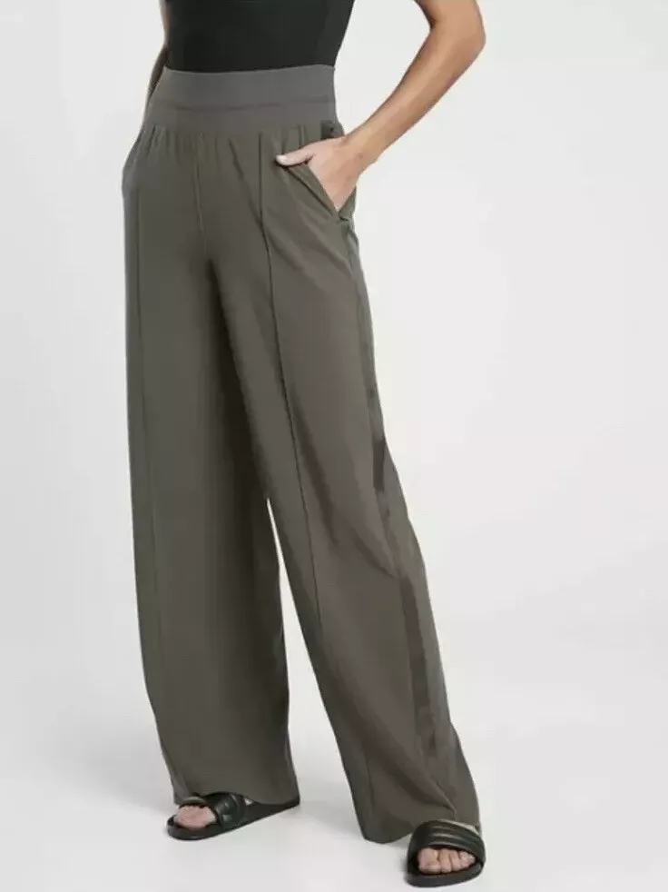 NWT Athleta Nolita Wide Leg City Pants Olive 2 XS High Waist