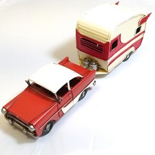 Modellino Auto con Roulotte d’Epoca Vintage in Metallo, da Collezione 42 cm
