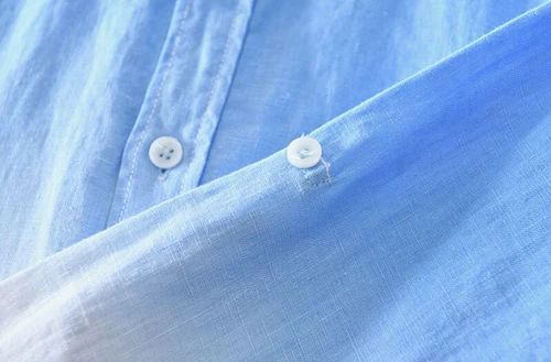 Men Cotton Linen Slim Shirts Button Long Sleeve Casual Linen Shirt Top Blouse - Foto 11 di 17