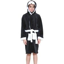 Kids Girls Boys Bathrobe Shark 3D Animal Gown Dress Fleece Night Wear Loungewear