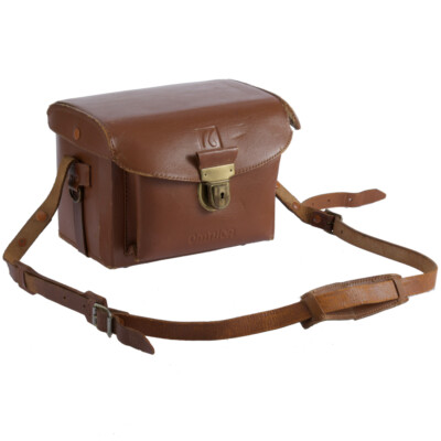 OMNICA VINTAGE CAMERA LENS LEATHER CARRY SHOULDER BAG HARD CASE  PHOTOEQUIPMENT