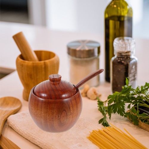 Seasoning Jar Spoon Salt Pepper Cellar Bowl with Spoon Condiment Container New - Picture 8 of 12