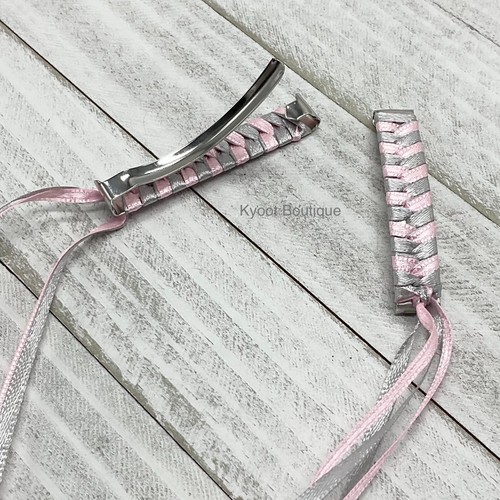 2 Ribbon Barrettes - braided, hair accessory, girl, 80's, quantity discount - Picture 56 of 65