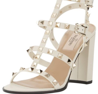 valentino white rockstud sandals