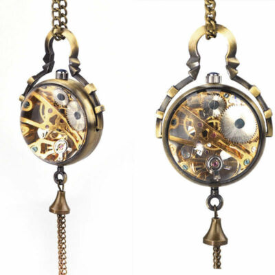 Besondere Glaskugel Damen Herren Skelett Handaufzug Mechanisch Taschenuhr Geschenk