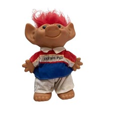 Muñeca Troll Russ de Plástico Duro Tenis Profesional Pelo Rojo Muñeca Uneeda Wishnik Conjunto 9 pulgadas