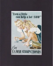 8X10" Matted Print Art Picture War Poster: WW2 1942, US War Stamps & Bonds