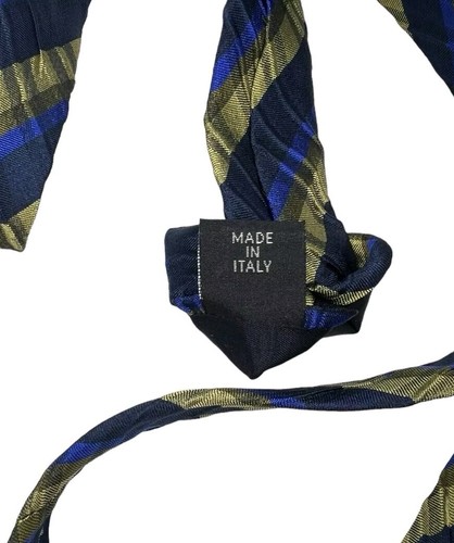Corbata de seda VERSUS GIANNI VERSACE ITALIA XL azul marino dorado a rayas con:3,7" usada en excelente estado - Imagen 3 de 5