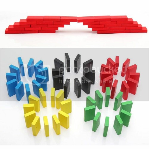 1900Pcs Kids Wooden Coloured Tumbling Dominoes Set Toy Block Family Play Games - Picture 10 of 18