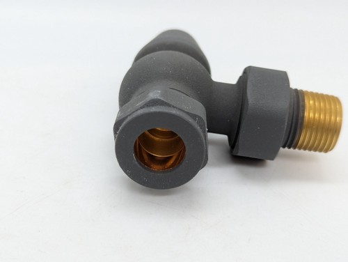 Traditional antique design TRV thermostatic brass angled radiator valves pair - Picture 9 of 11