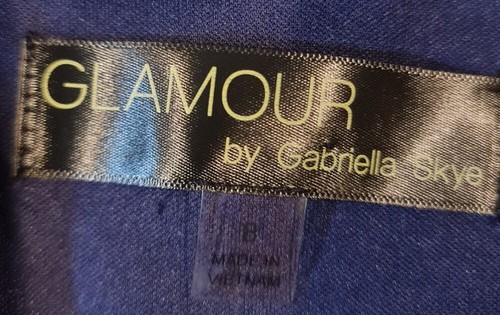 GLAMOUR Womens Navy Blue Jersey Jumpsuit Size 8 Wide Legs Ruffle V-Neck - Picture 5 of 7