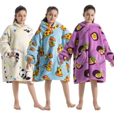 Kinder Hoodie Decke Oversize Ultra Plüsch Mädchen Jungen Big Kapuzenpullover