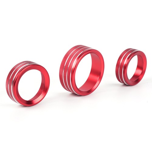 3x Red AC Radio Switch Trim Ring Knob Cover for Dodge Challenger/Charger 15-20 - Bild 7 von 12
