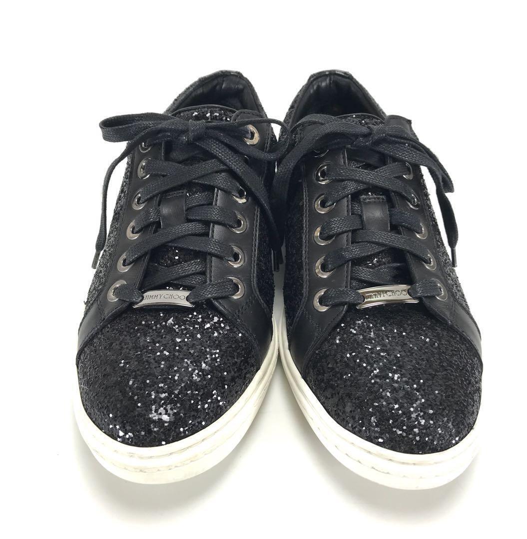 Jimmy Choo High-cut Sneakers Star Studs Sequin Black Size 39 Jimmy Choo High-cut Sneakers Star Studs Sequin Black Size 39