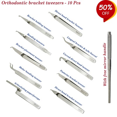 Set von 10 Kieferorthopädie Pinzetten Brackets holding placing Instrumente