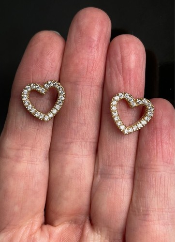 14K YELLOW GOLD HEART EARRINGS - Picture 7 of 9