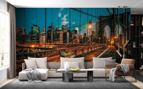 3D City Viaduct Night Scene Wallpaper Wall Murals Removable Wallpaper 32 - Picture 2 of 5