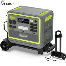 FOSSiBOT 2400W 2048Wh Portable Power Station Solar Generator +Folding Hand Truck