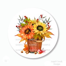 Autumn Sunflowers Stickers Fall Scrapbook Stickers Sun Flower Envelope Seals