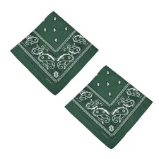 2 pcs 100% Cotton Paisley Bandanas double sided Hunter Green scarf Handkerchief