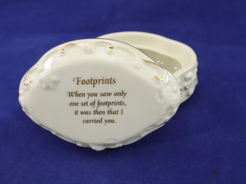 Lenox Musik Schmuckschatulle FOOTPRINTS Amazing Grace Porzellan 1997 Vintage - Bild 9 von 14