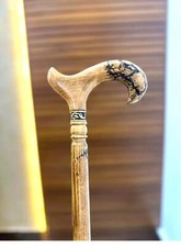 Men-Women-Old People Beautiful Hand Carved Design Wooden Walking Stick Cane