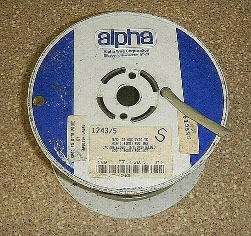 Alpha 1243/5 Cavo Comunicazione e Controllo 5 Cond 22 AWG Treccia Scudo 300V 100' - Foto 1 di 4