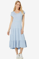 Tommy Hilfiger Tiered Midi Dress Flowy Chambray Heather Size XL