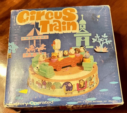 Vintage seltener batteriebetriebener Zirkuszug mit kleinen Menschen & Tieren - Bild 2 von 11