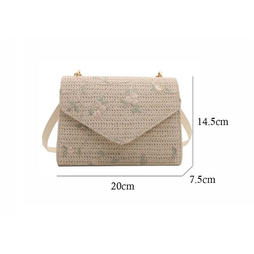 Rattan Crossbody Bag Large Capacity Straw Bag Summer Beach - Picture 2 of 14