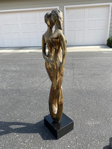 Murray J. Schlam Bronze Sculpture Affection Lovers Kissing Couple 1979 - Picture 3 of 7