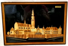 Jasna Góra Monastery Częstochowa Poland Frame Marquetry Wood Silhouette 13 x 19"