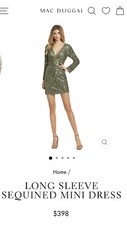 Mac Duggal Sequin Cocktail Dress Unworn Size10 Long Sleeve Mini Wedding Sparkly