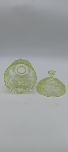 Antique HTF 1885 Vaseline glass Richard Hartley covered sugar lidded Container - Picture 5 of 13
