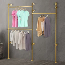 Industrial Dress Hanging Rack 74.01" Wall Mount Shelf Clothes Display Holder