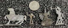 Ral Partha Pewter Figures AD D Lot of 4 Warrior With AX Horse etc 1970's