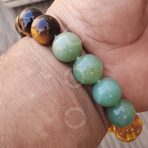Prosperity Money & Abundance Gemstone Stretch 12mm Beaded Bracelet - Picture 4 of 9