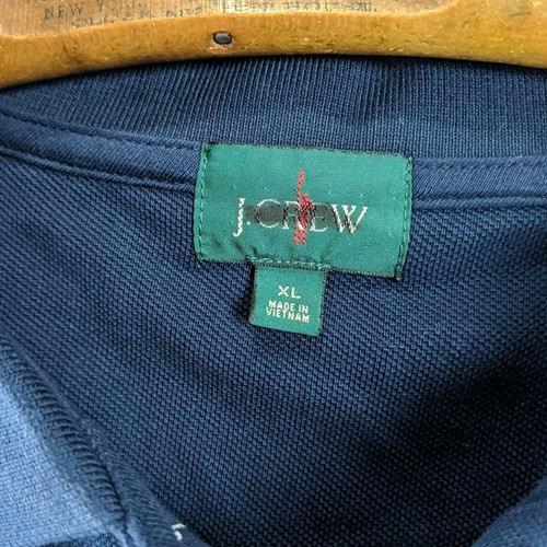 New J Crew Men Polo Shirt XL Pique Tipped Blue Golf Tennis Cotton Athletic BE870 - Picture 2 of 5