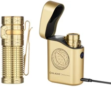 Olight Baton 4 Premium Brass Wireframe 1300 Lumens w/Charging Case, 170M