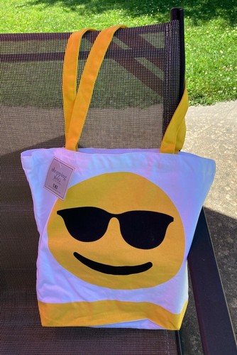 Lächelndes Gesicht mit Sonnenbrille Emoji Canvas Beuteltasche Tasche - Bild 1 von 2