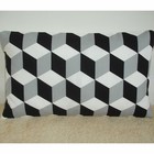 Black White and Grey Cushion Cover 20" x 12" Oblong Bolster Geometric 20x12 Cube