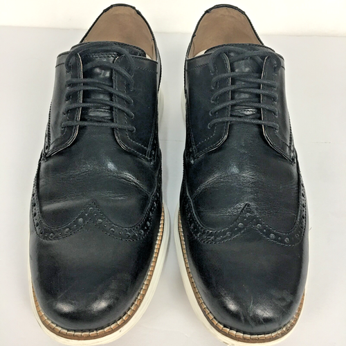 Cole Haan Mens 9.5 M Black Original Grand Shortwing Oxford Shoes Leather Wingtip - Picture 3 of 13