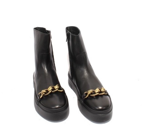 FRAU 38 Black / Gold Leather Zip-Up Ankle Comfort Boots 41 / US 11 - Picture 2 of 8