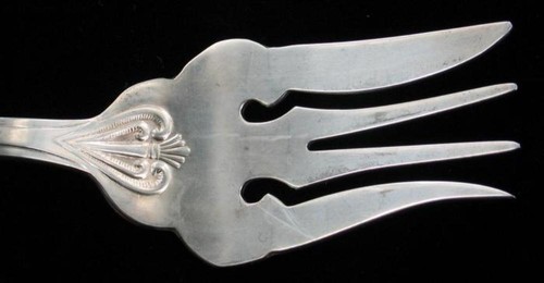 ANTIK SELTEN JUGENDSTIL RAIMOND FLEISCH GEMÜSE SERVIER GABEL SILBER TELLER 10" VERZIERT - Bild 6 von 7