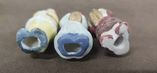 Lot of 3 Vintage Bisque Porcelain Christmas Carolers Music Instruments 2" High - Picture 6 of 6