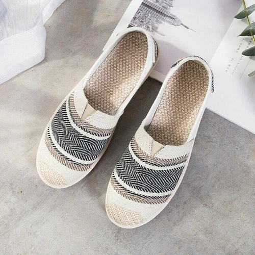 Zapatos de salón informales deslizantes de lona sin cordones estilo hilo dental para mujeres y damas - Imagen 9 de 18